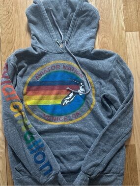 Aviator Nation  Hoodie with Rainbow Graphic